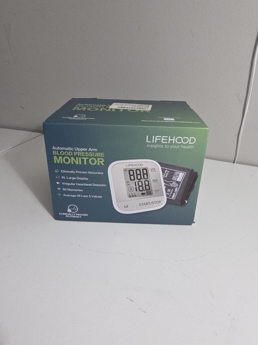Lifehood Automatic Upper Arm Blood Pressure Monitor - Green/White Box